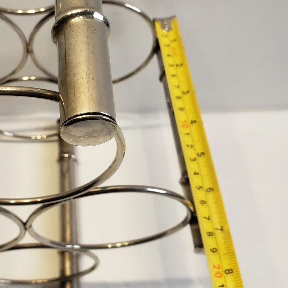 Wine Rack Silver Colored Metal 6 Bottle Holder Countertop Decor